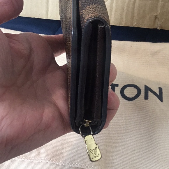 Authentic Lois Vuitton DAMIER EBENE Port Billets Monnaie Zipper Compact Wallet - Picture 8 of 16